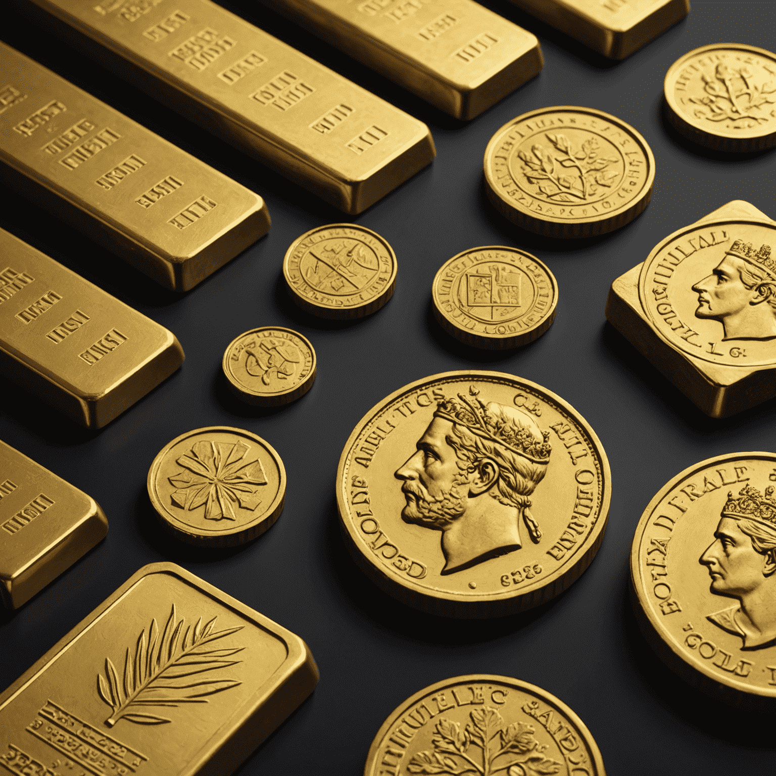 Ancient gold coins and modern gold bars, symbolizing the enduring value of gold throughout history